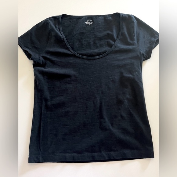 J. Crew Organic Slub Size Small Black Short Sleeve Scoop Neck T-shirt - Picture 3 of 7